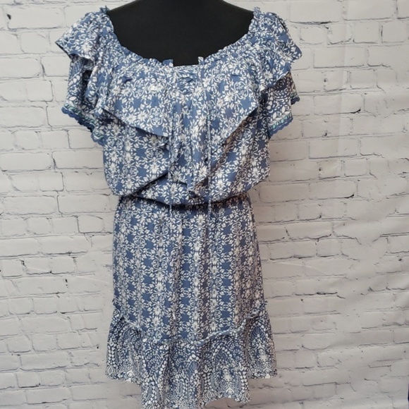 American Rag Dresses & Skirts - American Rag off shoulder ruffle dress in Blue